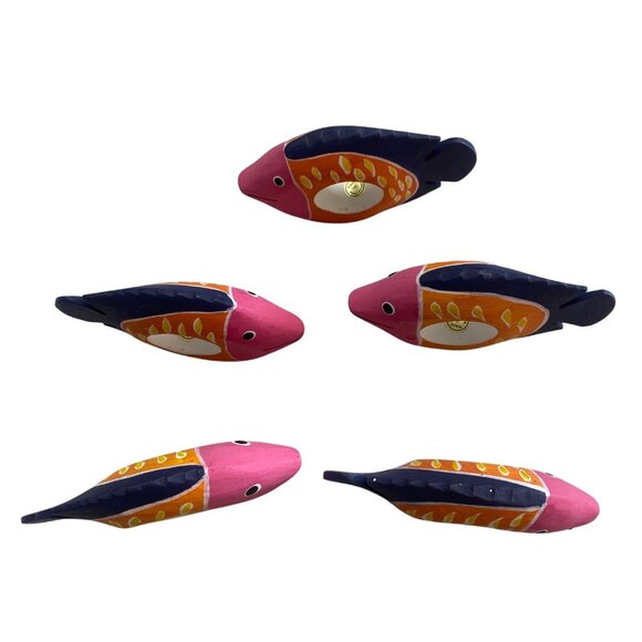 Wood Fish Napkin Rings Hand Painted Holders Ocean Beach Dining Decor - Picture 2 of 7